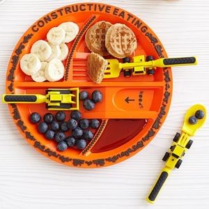 Constructive Eating Plate and Utensils